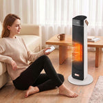 Portable Space Heater with Realistic Flame Effect, 2000W Ceramic Heater with Eco Mode, Adjustable Thermostat, Remote