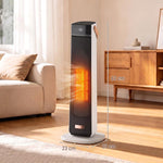 Portable Space Heater with Realistic Flame Effect, 2000W Ceramic Heater with Eco Mode, Adjustable Thermostat, Remote