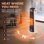Portable Space Heater with Realistic Flame Effect, 2000W Ceramic Heater with Eco Mode, Adjustable Thermostat, Remote
