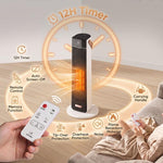 Portable Space Heater with Realistic Flame Effect, 2000W Ceramic Heater with Eco Mode, Adjustable Thermostat, Remote