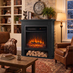 Electric Fireplace Suite with Shelf, 25" 1800W Electric Fire and Surround with LED Flame, 5 Brightness, Remote, Black