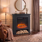 Electric Fireplace Suite with Shelf, 25" 1800W Electric Fire and Surround with LED Flame, 5 Brightness, Remote, Black