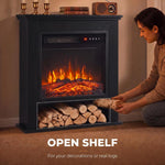 Electric Fireplace Suite with Shelf, 25" 1800W Electric Fire and Surround with LED Flame, 5 Brightness, Remote, Black
