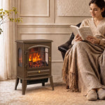 Caminetto elettrico marrone 1000/2000 W con fiamma a 3 lati - immagine 3