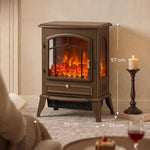 Caminetto elettrico marrone 1000/2000 W con fiamma a 3 lati - immagine 5