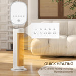 2000W Ceramic Electric Heater with 3 Heat Settings, Timer - White