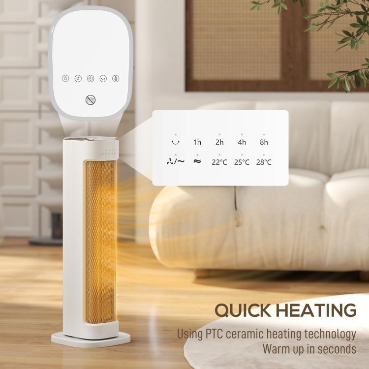 2000W Ceramic Electric Heater with 3 Heat Settings, Timer - White