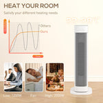 2000W Ceramic Electric Heater with 3 Heat Settings, Timer - White