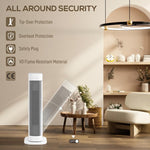 2000W Ceramic Electric Heater with 3 Heat Settings, Timer - White