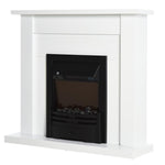 Electric Firplace Suites & Mantelpiece w/LED Flames Remote Marble Stone Modern Curved Surround Intelligent Safe Tempered Glass Adjustable Thermal 1000W/2000W
