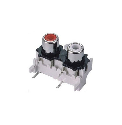 Connettore orizzontale stereo RCA femmina per PCB nero
