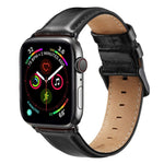 Cinturino in pelle con fibbia nera per Apple Watch