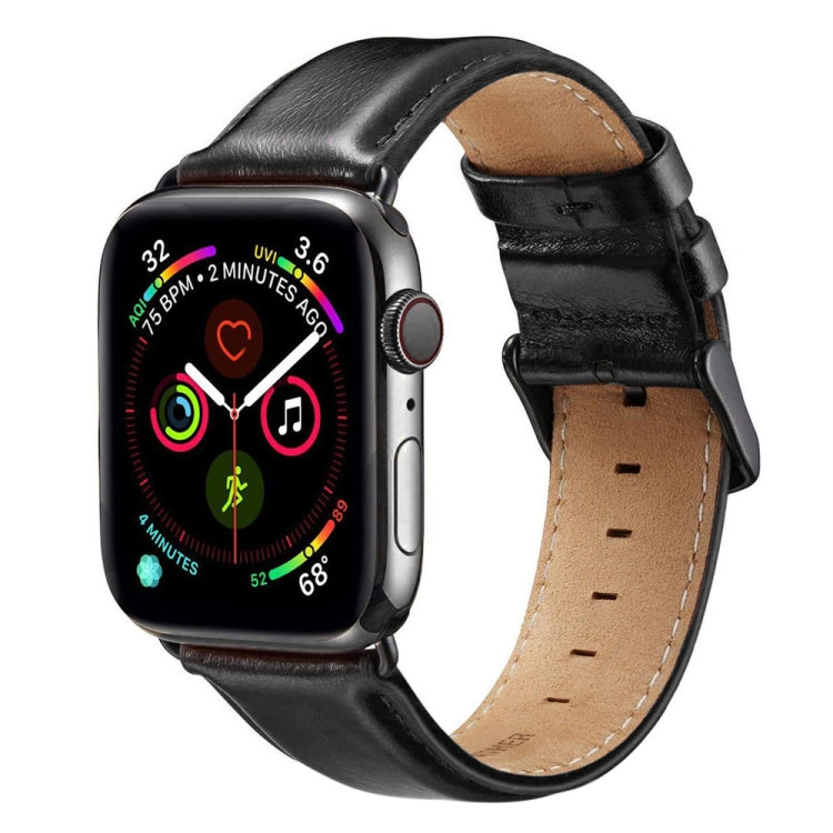 Cinturino in pelle con fibbia nera per Apple Watch