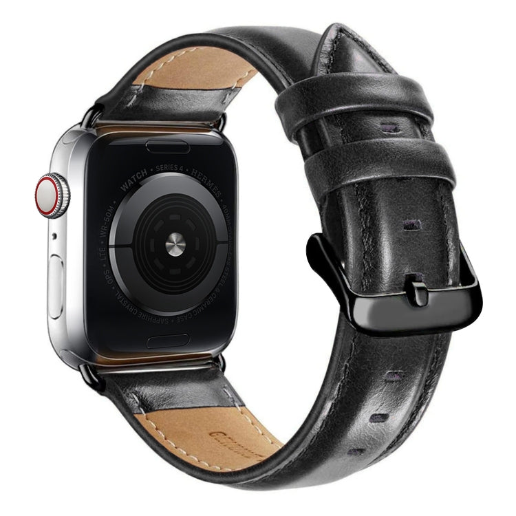 Cinturino in pelle con fibbia nera per Apple Watch