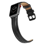 Cinturino in pelle con fibbia nera per Apple Watch