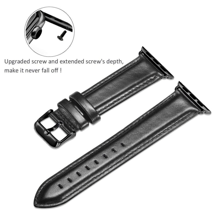 Cinturino in pelle con fibbia nera per Apple Watch