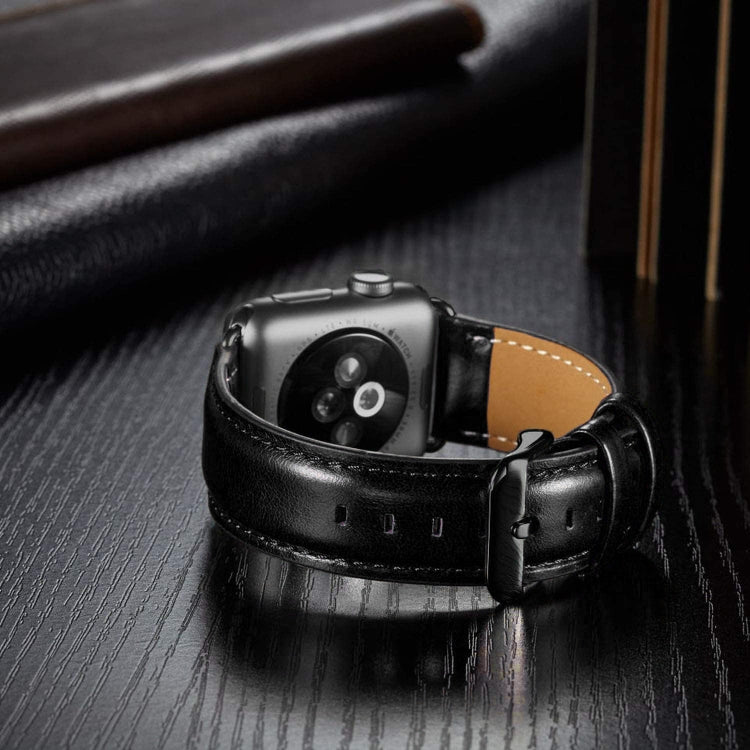 Cinturino in pelle con fibbia nera per Apple Watch