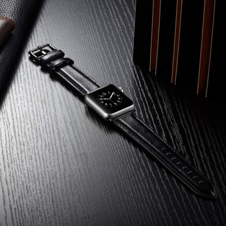 Cinturino in pelle con fibbia nera per Apple Watch