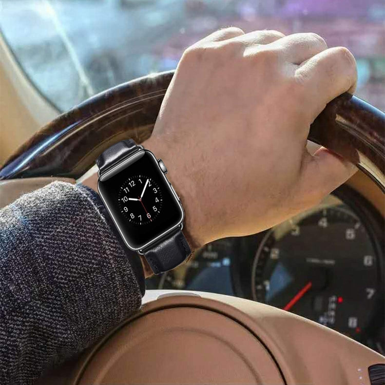 Cinturino in pelle con fibbia nera per Apple Watch