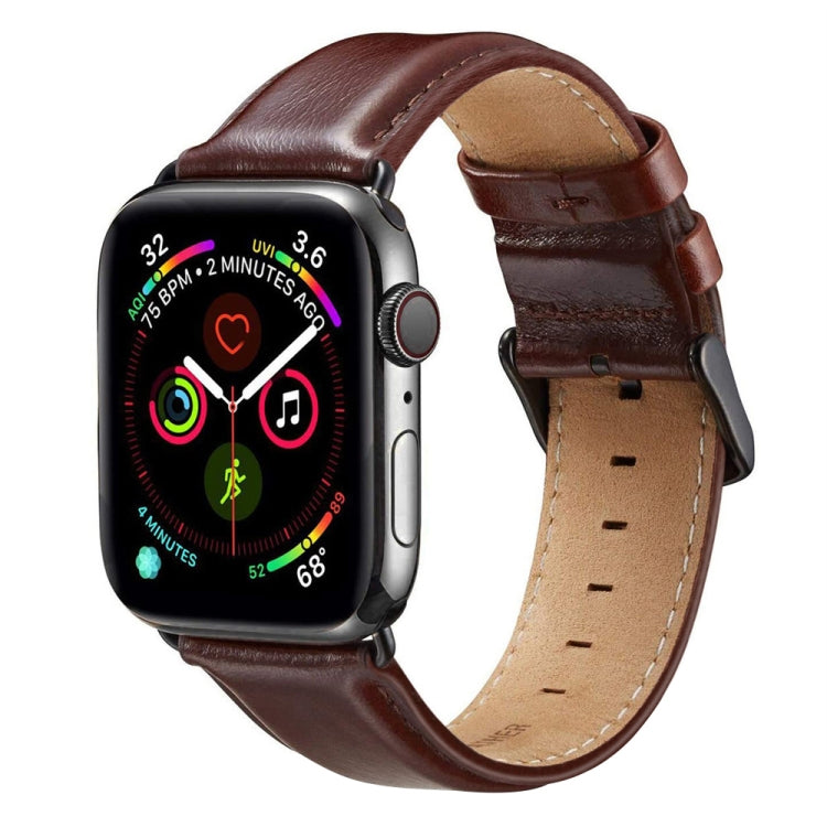 Cinturino in pelle con fibbia nera per Apple Watch