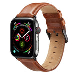 Cinturino in pelle con fibbia nera per Apple Watch