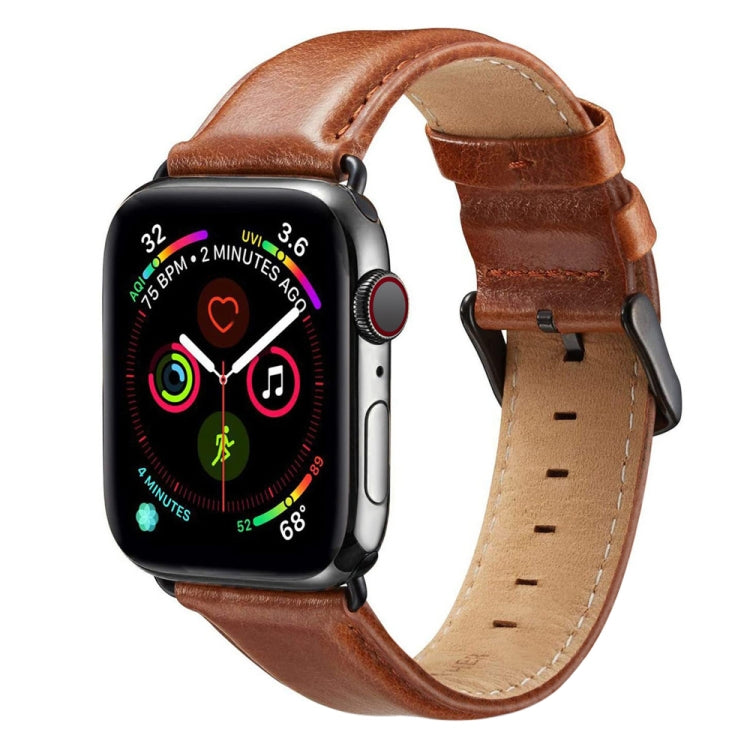 Cinturino in pelle con fibbia nera per Apple Watch