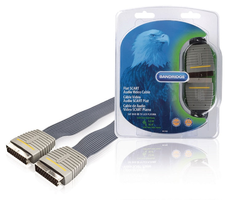 Cavo video SCART maschio maschio 5 m blu