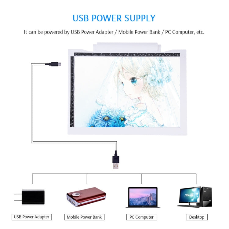 Blocco note LED A4 dimmerabile con cavo USB 6,5W