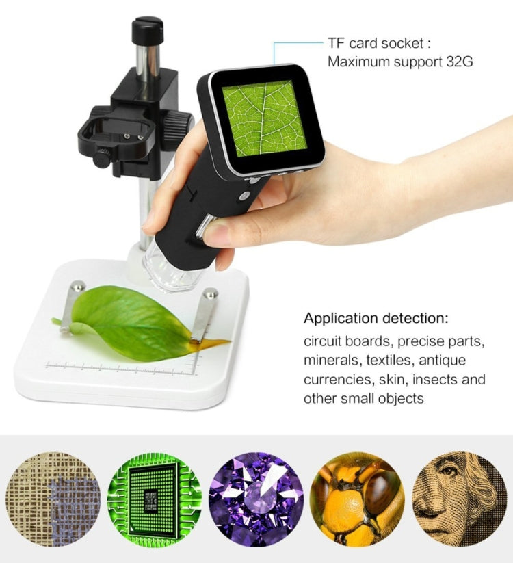 Microscopio digitale USB 500X con schermo 2,5" e 8 LED