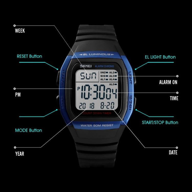 SKMEI 1278 Orologio digitale impermeabile 50m sportivo