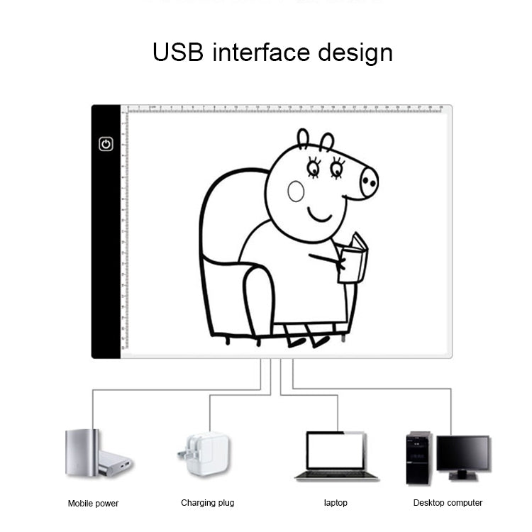 Lavagna luminosa LED USB A4 con luminosità regolabile