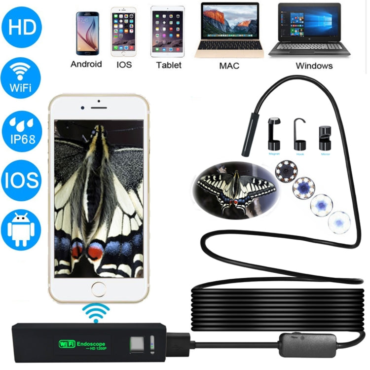 Telecamera ispezione tubo WiFi HD 8 mm 10 m impermeabile