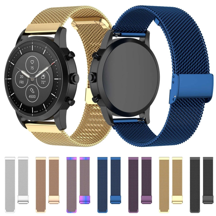 Cinturino maglia metallica 22 mm per Fossil Hybrid Smartwatch HR