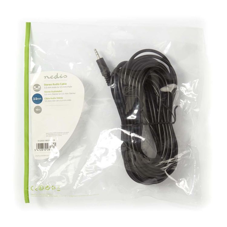 Cavo Audio Stereo | Maschio da 3,5 mm - Maschio da 3,5 mm | 10 m | Nero CAGP22000BK100 Codice EAN: 5412810280551