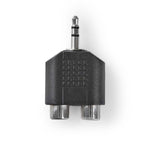 Adattatore audio stereo Maschio 3,5 mm a 2x Femmina RCA nero