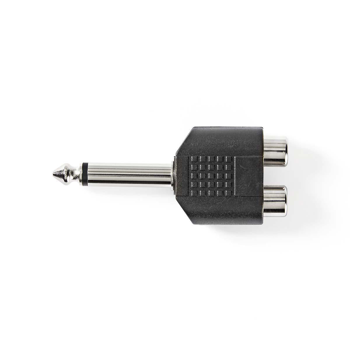 Adattatore audio mono Maschio 6,35 mm a 2x Femmina RCA nero 10 pezzi