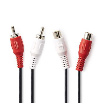 Cavo audio stereo 2x RCA maschio - 2x RCA femmina 2.0 m nero