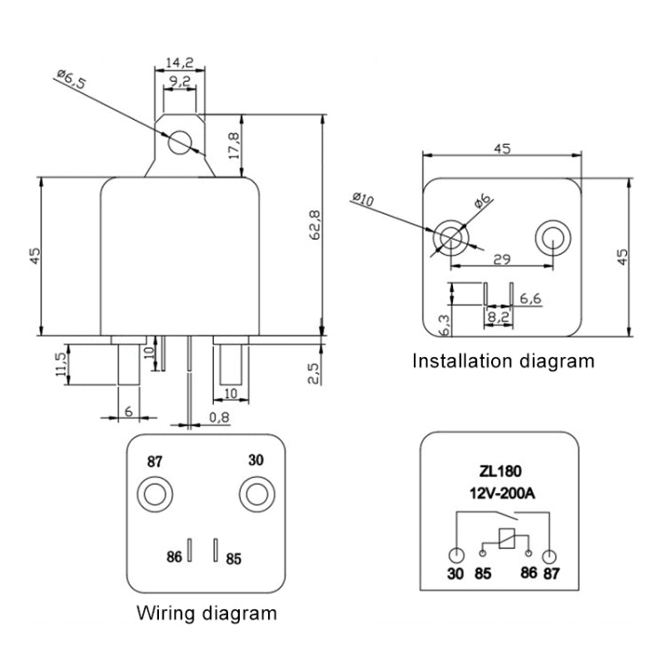 Relè avviamento auto 12V 200A con accessori