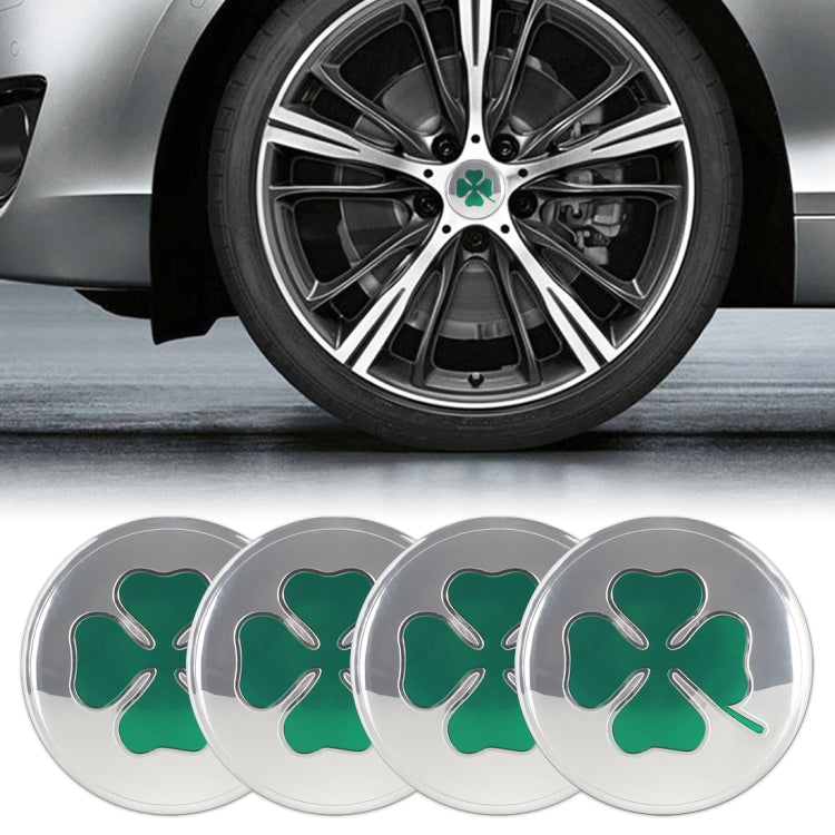 Adesivo decorativo mozzo ruota quadrifoglio argento 5,8 cm