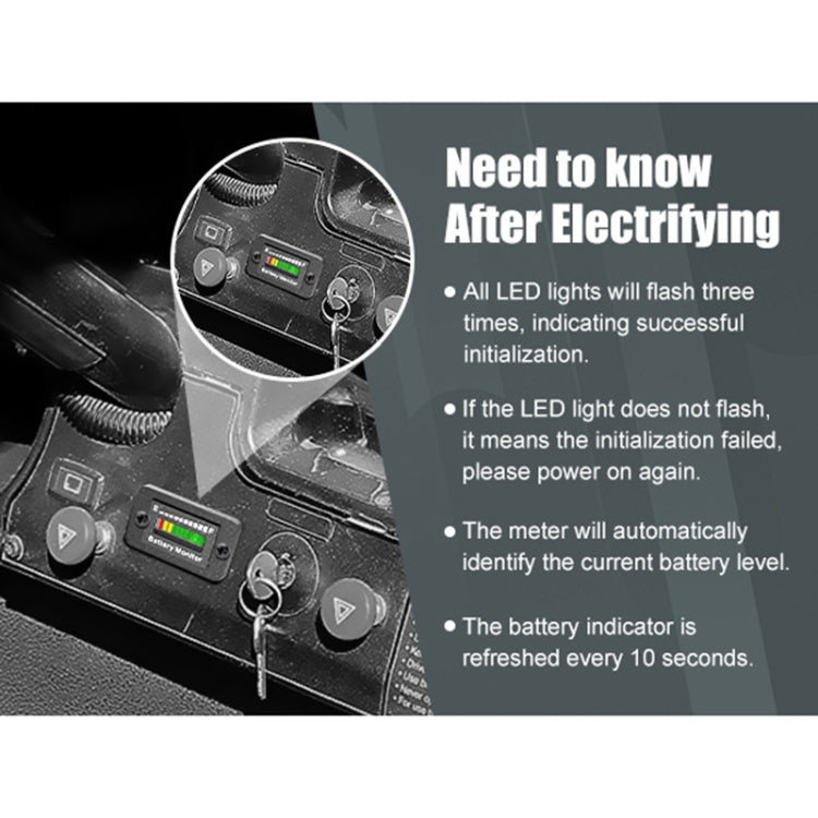 Indicatore batteria LED regolabile 12V-72V per veicoli elettrici