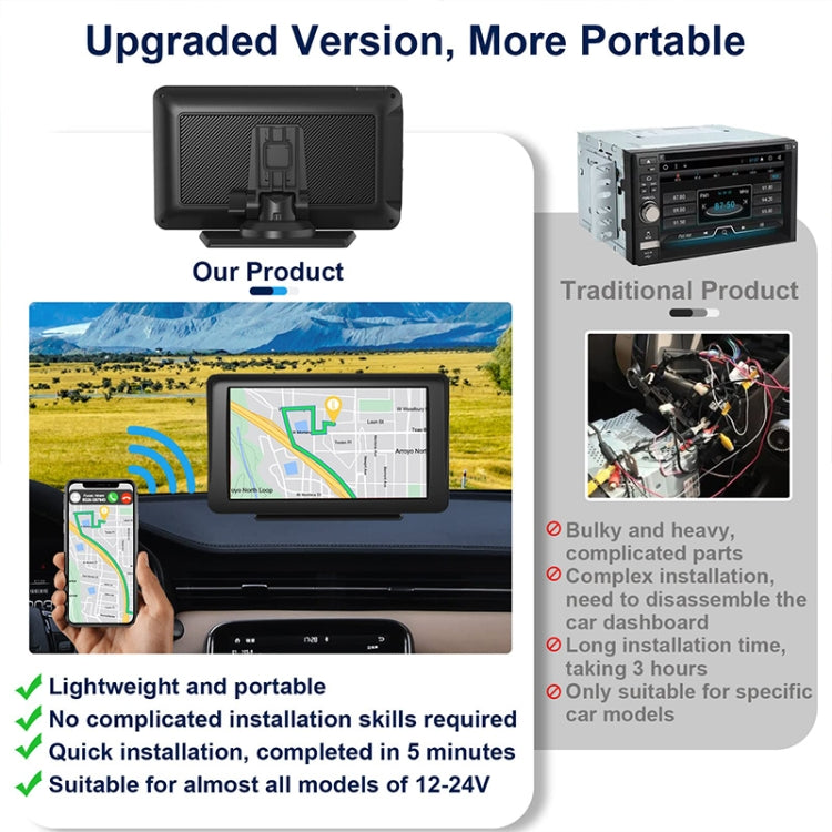 Navigatore auto wireless 7" con CarPlay e Bluetooth