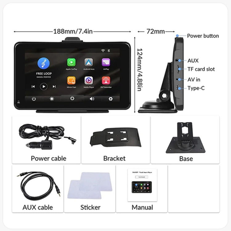 Registratore di guida 7 pollici con Wireless CarPlay 703S