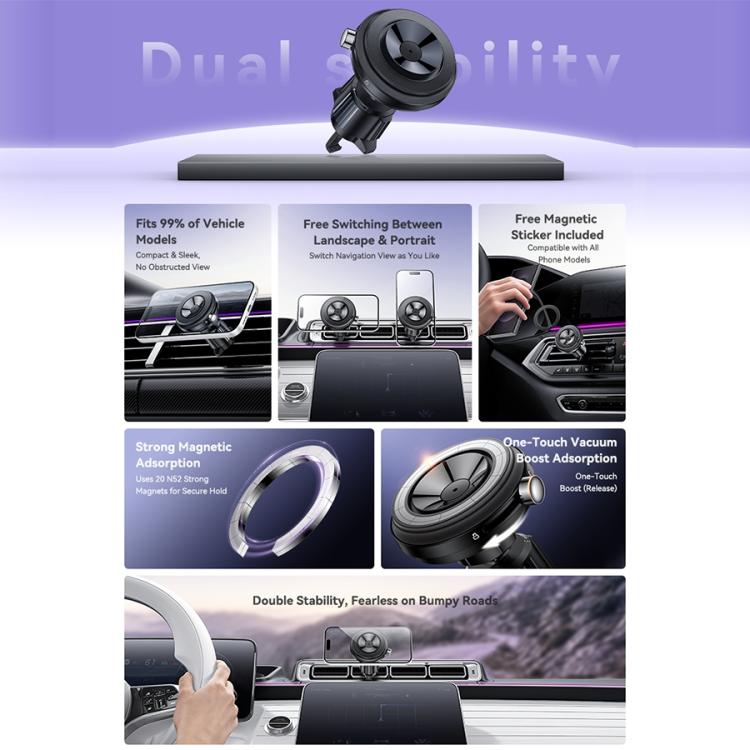 Supporto magnetico per telefono Yesido C258 da fissare alla bocchetta dell'aria dell'auto., C258