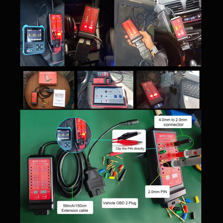 Tester diagnostico CAN OBD2 12V 24V con cavo 59 pollici