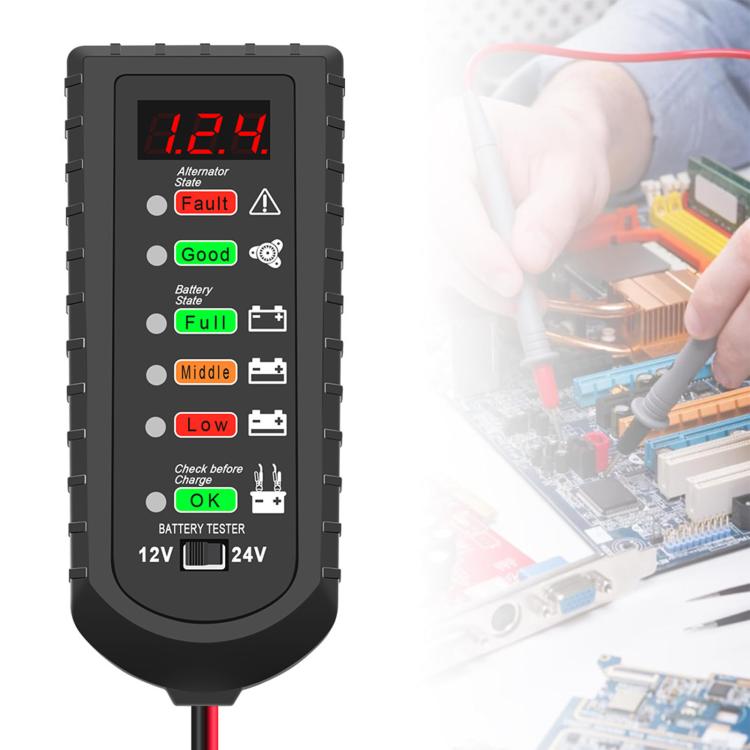 Tester di tensione per batterie auto 12V/24V