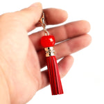 Portachiavi in pelle di vacchetta con nappa 12cm
