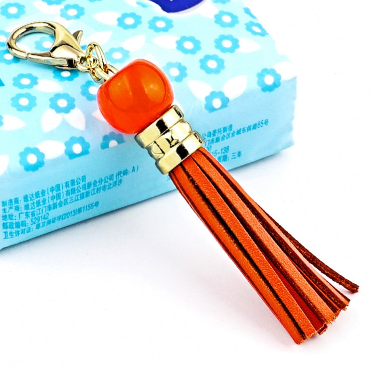 Portachiavi in pelle di vacchetta con nappa 12cm