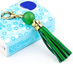 Portachiavi in pelle di vacchetta con nappa 12cm