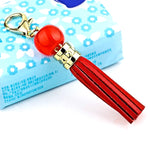 Portachiavi in pelle di vacchetta con nappa 12cm