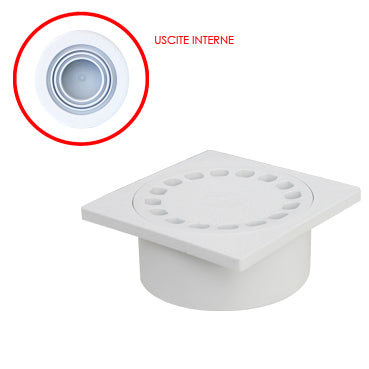 Chiusino sifonato con scarico verticale interno in PP grigio 200×200mm CHV20 1CHV20 E3036